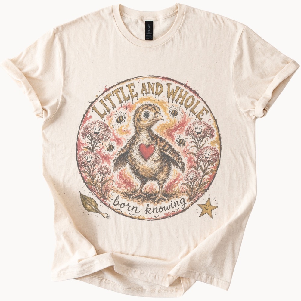 Whimsical Bird Heart Graphic Tee Sweet Nature Watercolor Art
